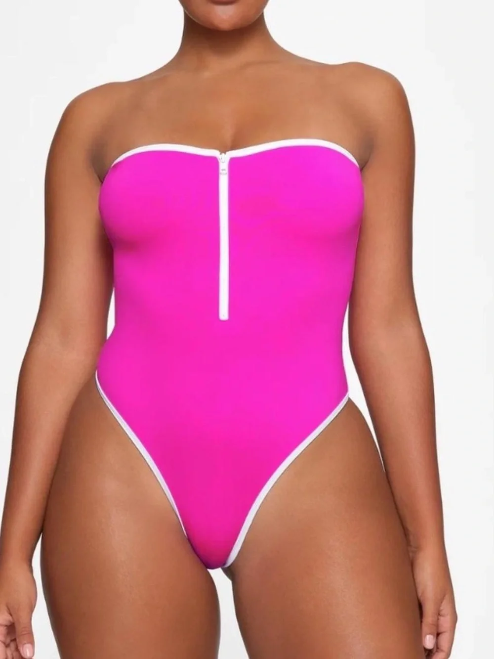 NWT - SKIMS Hot Pink Strapless One-Piece with Front Zip (2X)